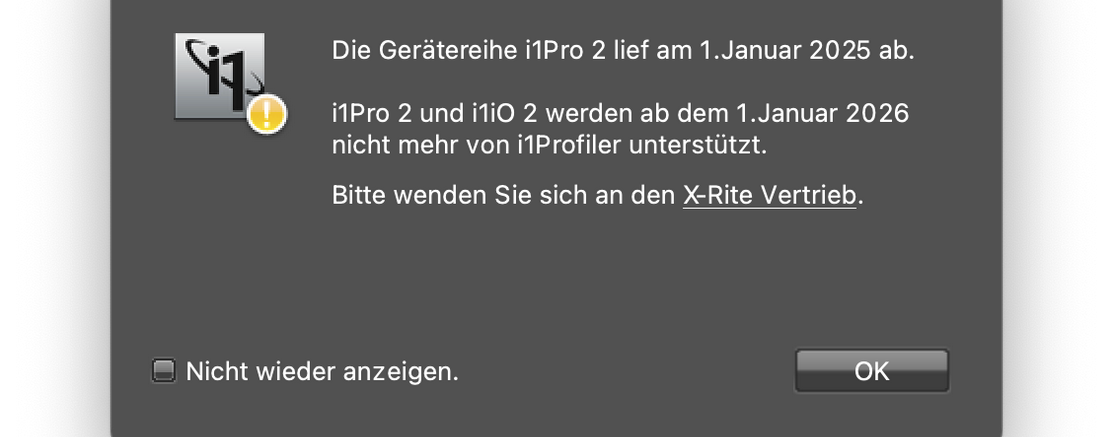 X-Rite i1Profiler unterstützt i1Pro2 und und i1iO 2 nicht mehr