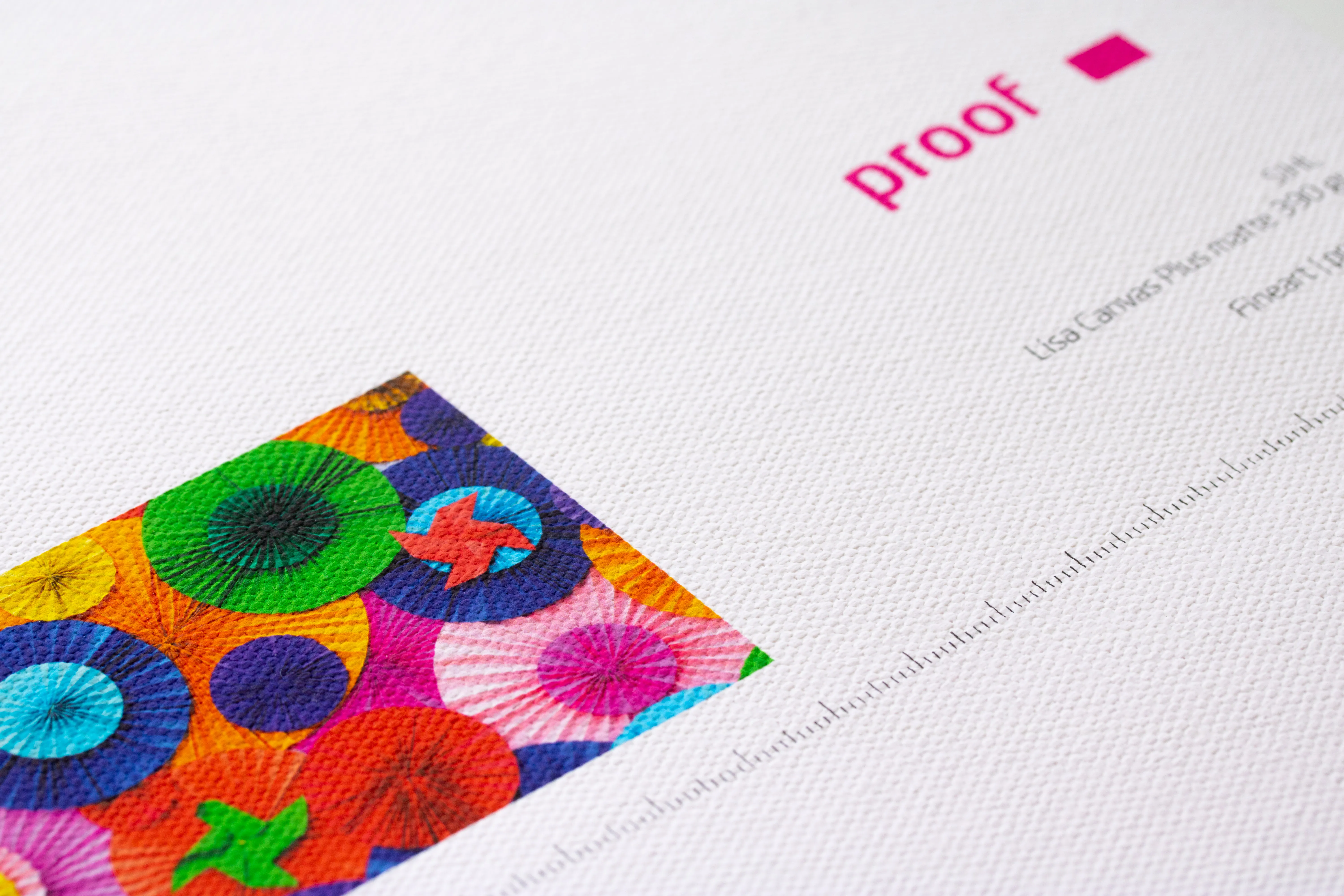 Proof.de Fineart Druck auf SIHL Lisa Canvas Plus Matte mit 390 gr/qm auf modernsten 11-farbigen EPSON SureColor 9000V Spectro in Proofqualität