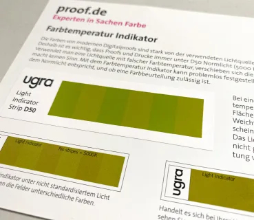 proof.de Metameriekort, Farvetemperaturindikator