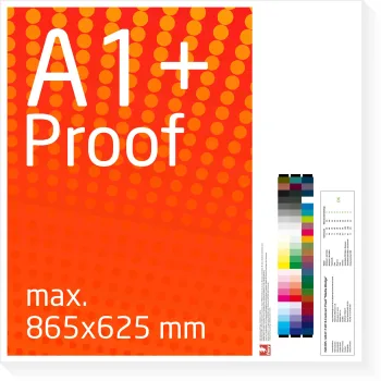 DIN A1+ proof, farveproof, digitalproof efter Fogra / DIN 12647-7