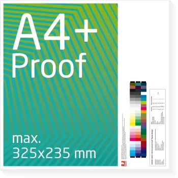 DIN A4+ proof, farveproof, digitalproof efter Fogra / DIN 12647-7