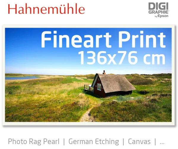 136x76 cm fineart print med 1440x2880 DPI på hahnemühle fineart-papirer som Photo Rag, German Etching, Canvas, Premium Photo Glossy