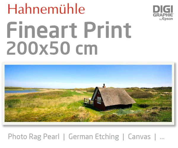 200x50 cm fineart print med 1440x2880 DPI på hahnemühle fineart-papirer som Photo Rag, German Etching, Canvas, Premium Photo Glossy