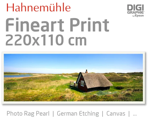 220x110 cm fineart print med 1440x2880 DPI på hahnemühle fineart-papirer som Photo Rag, German Etching, Canvas, Premium Photo Glossy