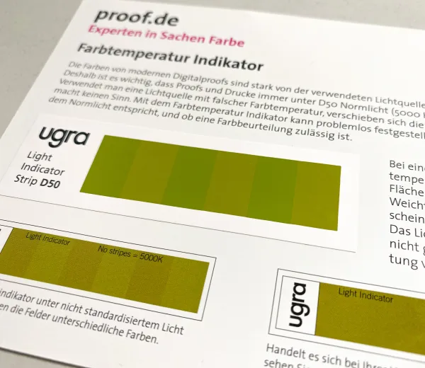 proof.de Metameriekort, Farvetemperaturindikator