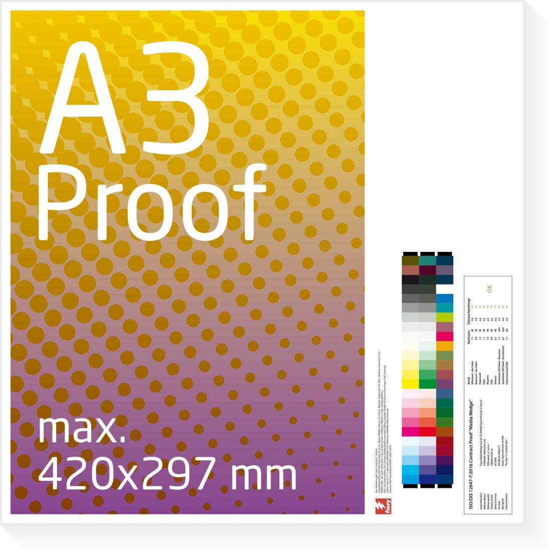 DIN A3 Proof, Farbproof, Digitalproof nach Fogra / DIN 12647-7