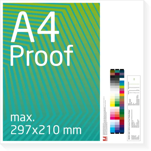 DIN A4 Proof, Farveproof, Digitalproof efter Fogra / DIN 12647-7