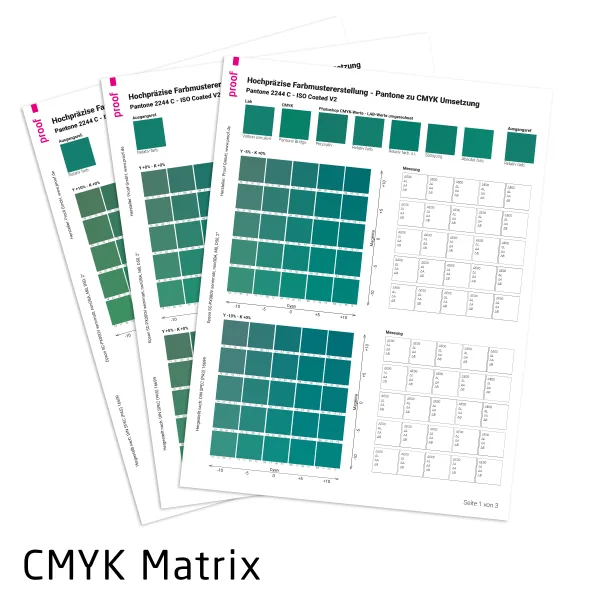 PANTONE til CMYK-matrise fra Proof.de