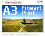 DIN A3 fineart print med 1440x2880 DPI på hahnemühle fineart-papirer som Photo Rag, German Etching, Canvas, Premium Photo Glossy