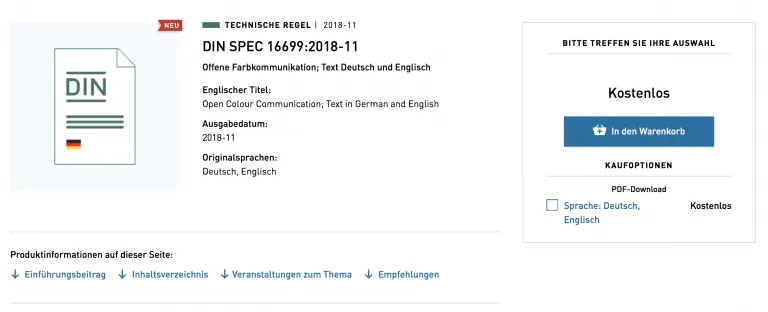 CIELab HLC Farvenatlas – freieFarbe - DIN SPEC Åben farvekommunikation Beuth 768x312
