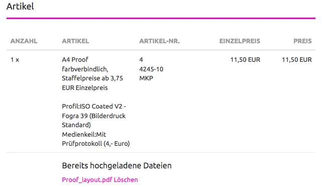 Proof Upload após a conclusão do pedido
